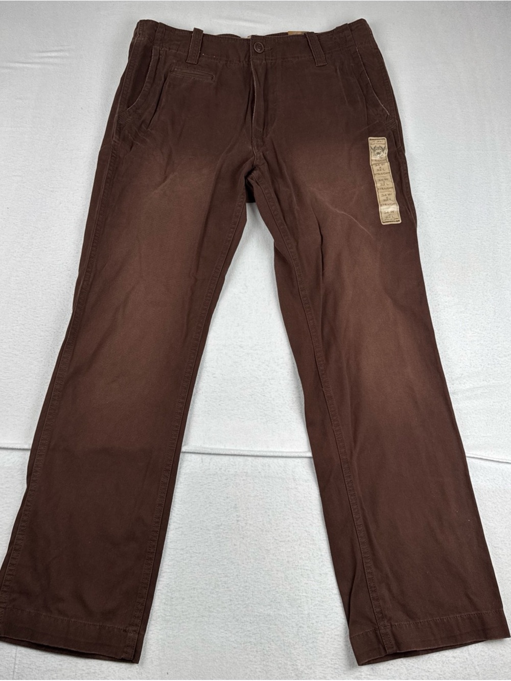 New! Red Camel Mens Brown Chino Straight Pants fits 34*30 *Hemmed* Casual cotton